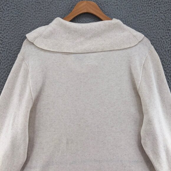 Chicos Sweater Womens 3 US Extra Large Ivory Striped Zenergy Tassel Cowl Fringe - Picture 4 of 10